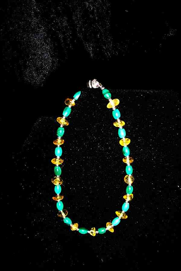 AMBER WITH TURQUOISE BULLETS