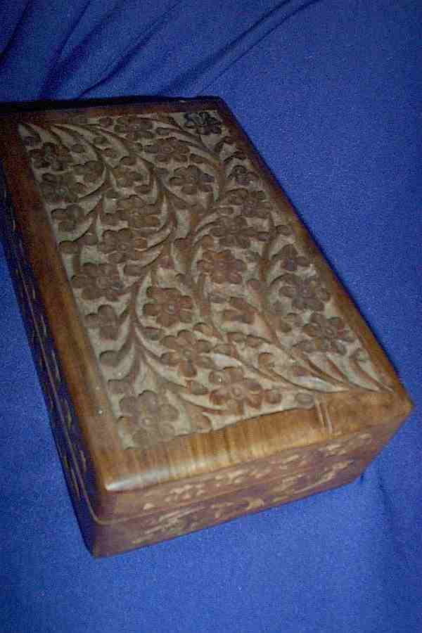 CARVED WOODEN BOX 6" * 4"