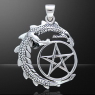 DRAGON AND PENTACLE SILVER PENDANT