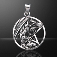 DRAGON CLUTCHING PENTACLE SILVER PENDANT